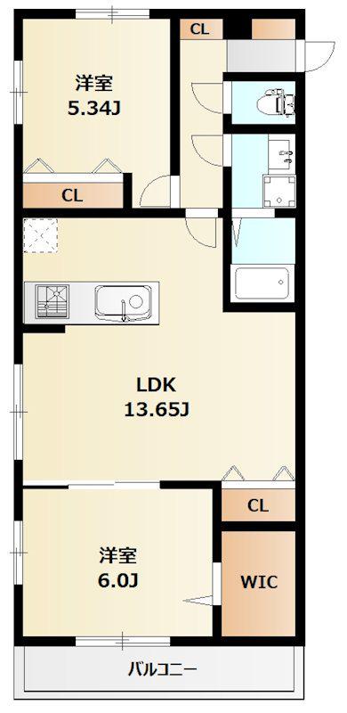 ミリアビタ飯山満Ⅱ(2LDK/3階)の間取り写真