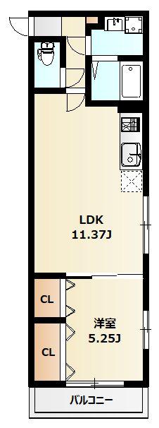 ミリアビタ飯山満Ⅱ(1LDK/1階)の間取り写真