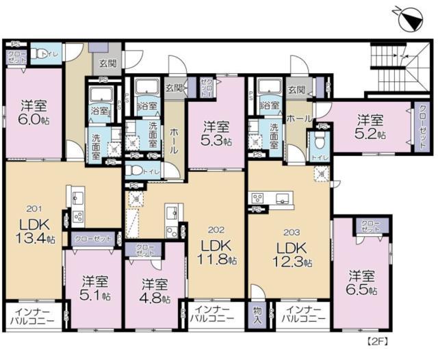 カサブランカ(2LDK/2階)の間取り写真
