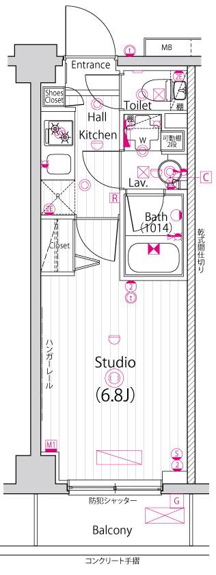 ガーラ行徳グランドステージ(1K/1階)の間取り写真