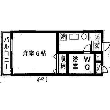 クレストガーデン津田沼(ワンルーム/1階)の間取り写真