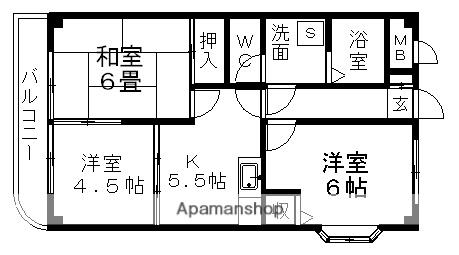 ライトコート宅寿(3DK/1階)の間取り写真
