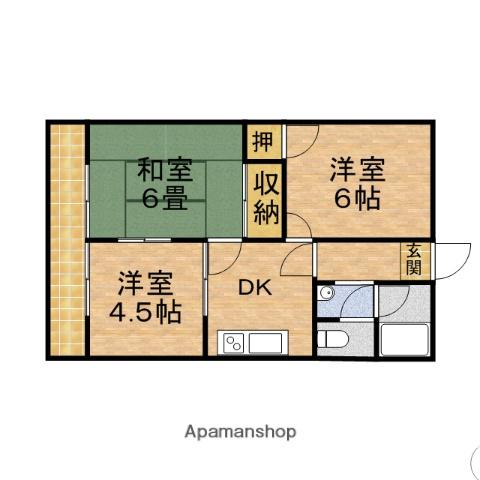 ライトコート国府台Ⅲ(3DK/2階)の間取り写真