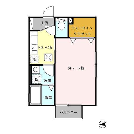 クレベール(1K/1階)の間取り写真