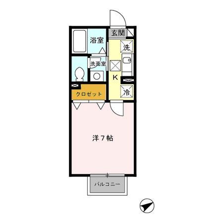 オーキッド(1K/1階)の間取り写真