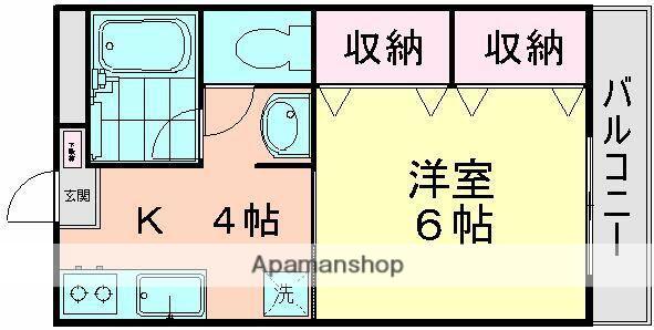 ポプリタウン夏見(1K/2階)の間取り写真