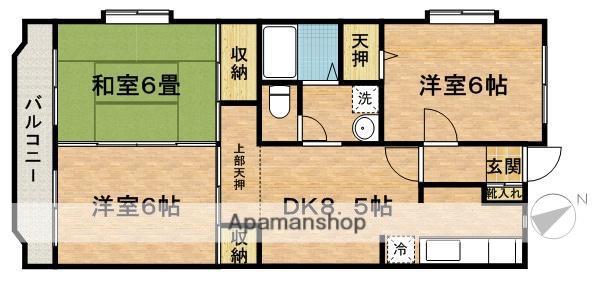 市川グリーンタウン第2ミズホ(3DK/5階)の間取り写真