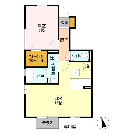 サニーコート3(1LDK/1階)の間取り写真