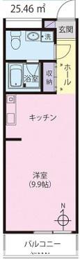 プレミールS(1K/4階)の間取り写真