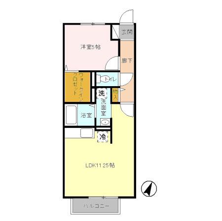 ファーストキャロベリー(1LDK/2階)の間取り写真