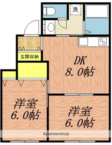 ビアンカⅡ(2DK/1階)の間取り写真
