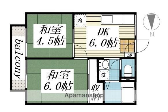 グリーンハイツ(2DK/2階)の間取り写真