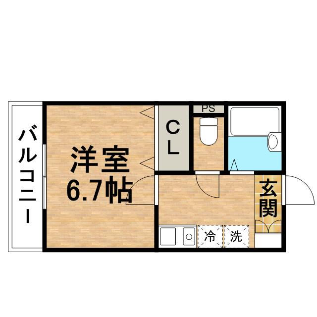 ロングインA(1K/2階)の間取り写真