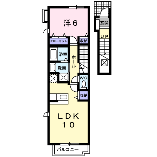 プラウド幕張本郷Ⅴ(1LDK/2階)の間取り写真