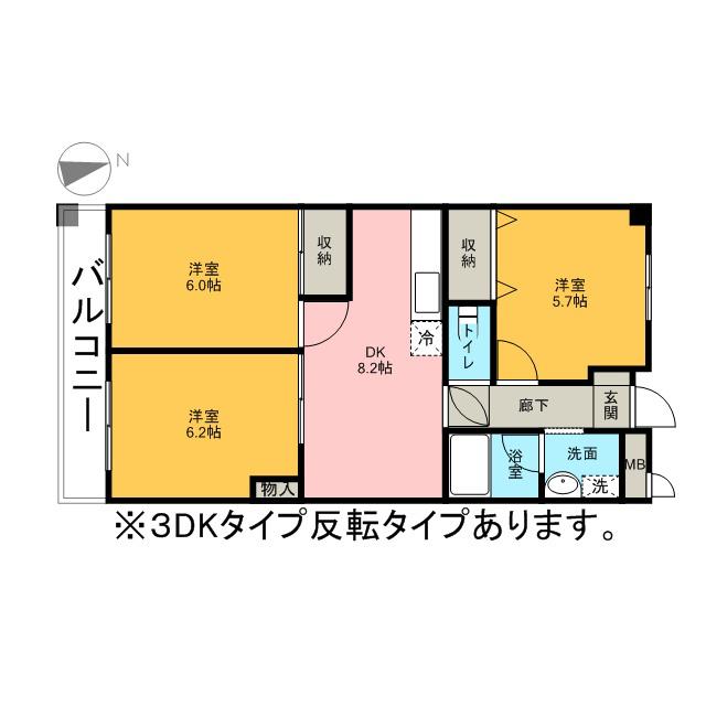 グリーン・ヒル(3DK/2階)の間取り写真