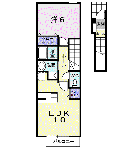 プラウド幕張本郷7(1LDK/2階)の間取り写真