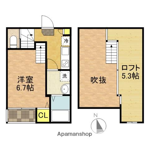 船橋VILLAGE(1K/2階)の間取り写真