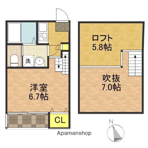 船橋VILLAGE(1K/1階)の間取り写真
