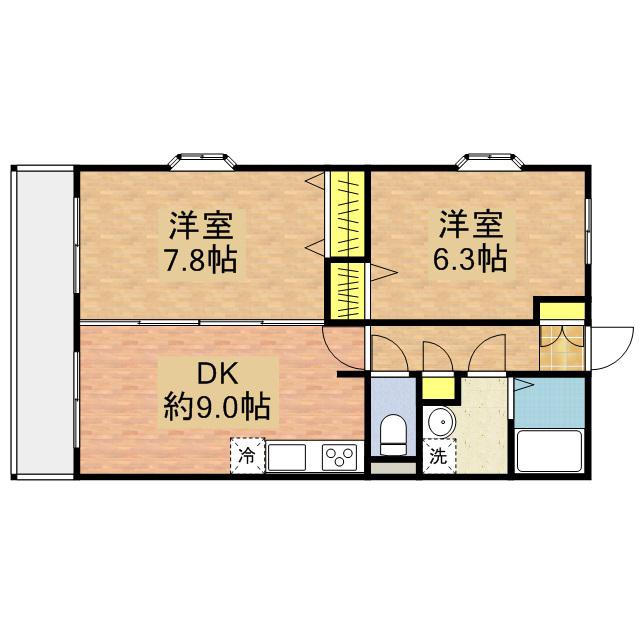 ゼンニムⅡ(2LDK/1階)の間取り写真