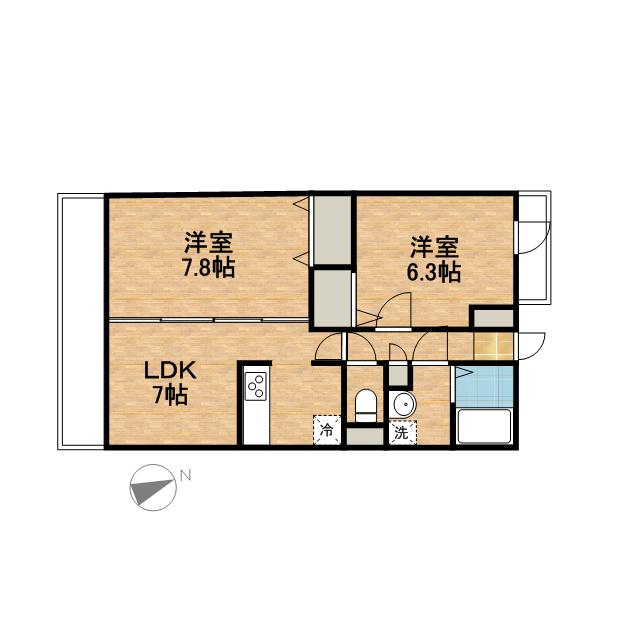 ゼンニムⅡ(2LDK/2階)の間取り写真