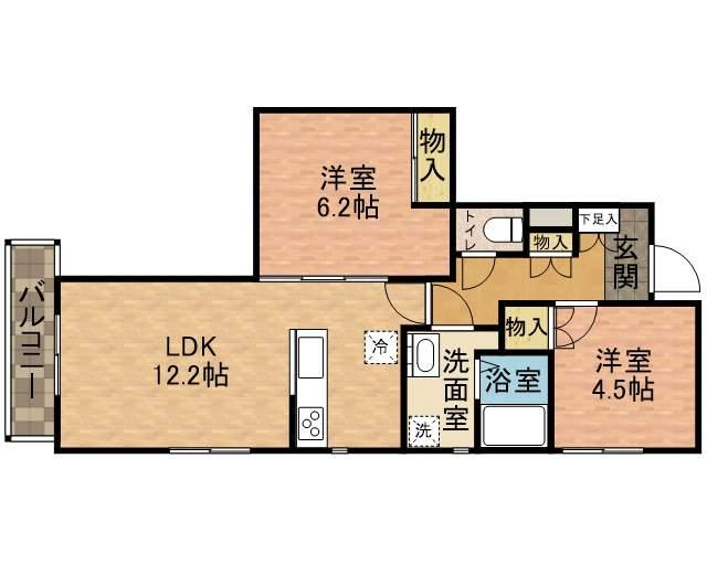 グランデール(2LDK/2階)の間取り写真