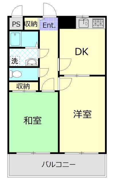 ファミーユ船橋(2DK/2階)の間取り写真