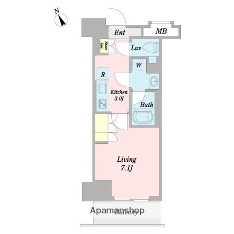 プライマル船橋(1K/4階)の間取り写真