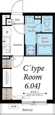 グレイス幕張Ⅱ(1K/3階)の間取り写真