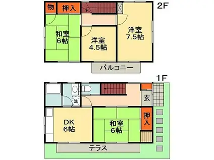 総武本線 船橋駅 徒歩18分 2階建 築47年(4DK)の間取り写真