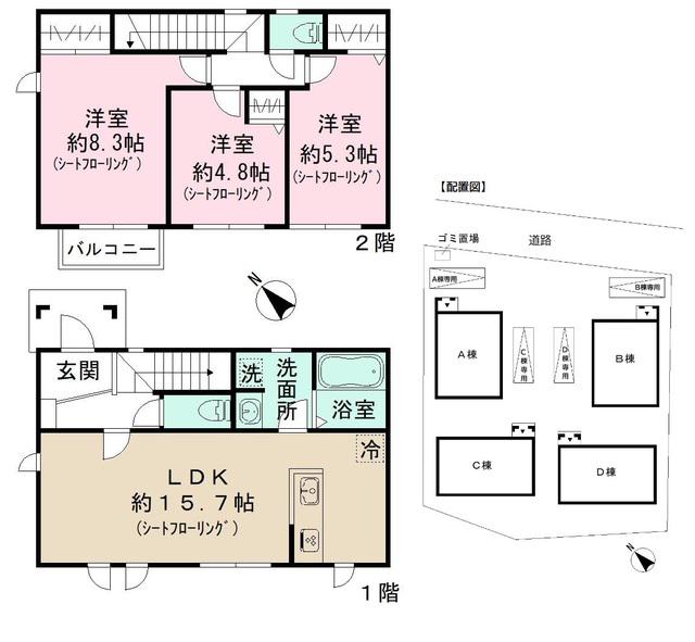 京成電鉄本線 船橋競馬場駅 徒歩3分 2階建 築3年(3LDK)の間取り写真