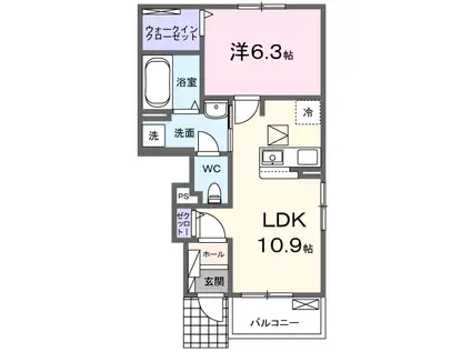 フェリーチェ ヴィラⅡ(1LDK/1階)の間取り写真