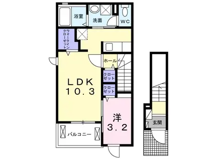 ルナ・コート習志野(1LDK/2階)の間取り写真