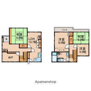 京成電鉄本線 菅野駅 徒歩13分 2階建 築47年(4SLDK)の間取り写真