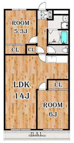 リアライズ市川原木(2LDK/7階)の間取り写真
