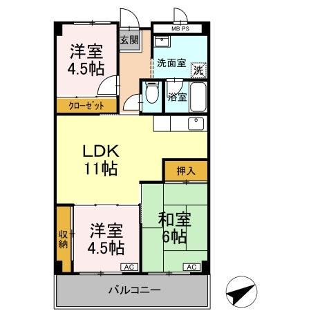 ファーストコーポ幕張本郷(3LDK/8階)の間取り写真