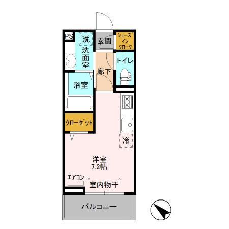 グレース八幡(ワンルーム/1階)の間取り写真