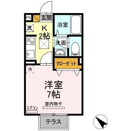 シャングリラ(1K/1階)の間取り写真