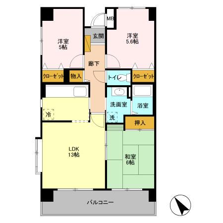 フェアール習志野(3LDK/1階)の間取り写真