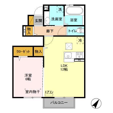 レジデンスヒルトップ8(1LDK/1階)の間取り写真