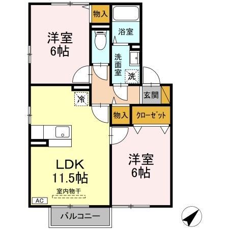 ロイヤルアベニールA・B(2LDK/2階)の間取り写真