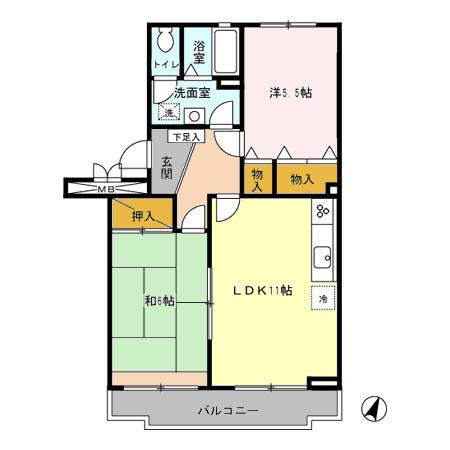サンルミエール(2LDK/1階)の間取り写真