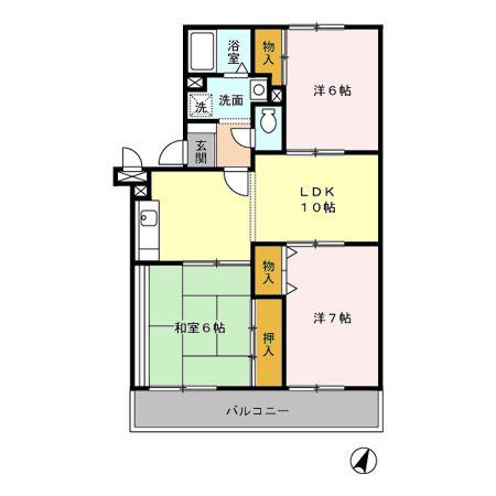 グランメール藤原(3LDK/3階)の間取り写真