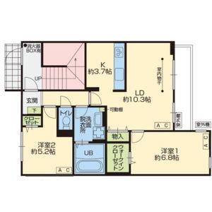 グラッド原木(2LDK/1階)の間取り写真