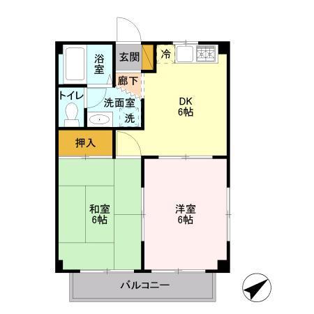 ハイツストーンリーク(2DK/1階)の間取り写真