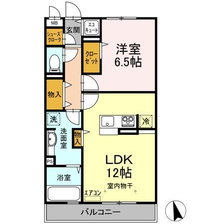 プレジャー(1LDK/2階)の間取り写真