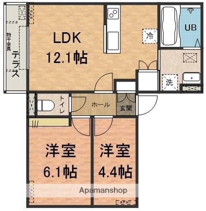 グランデイル(2LDK/1階)の間取り写真