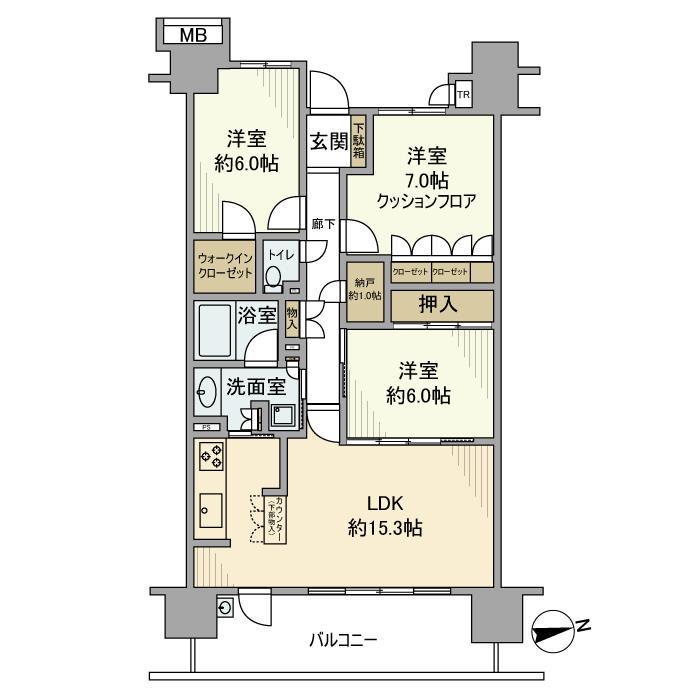 ワンダーベイシティSAZANガーデンイースト(3LDK/20階)の間取り写真