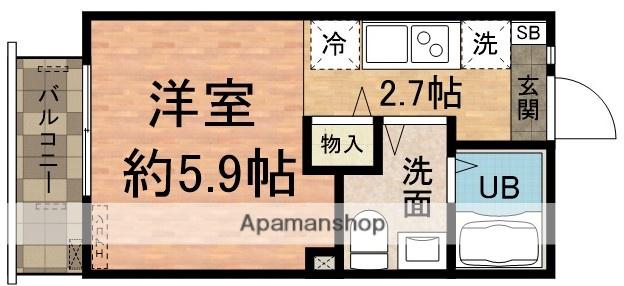 ルミナスコート新船橋(ワンルーム/2階)の間取り写真