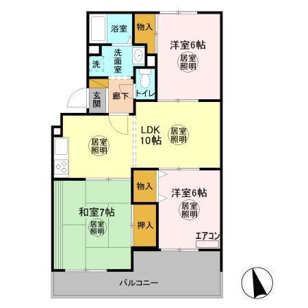 ロイヤルコート(3LDK/3階)の間取り写真