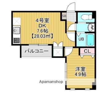 ステイビルⅡ(1DK/6階)の間取り写真